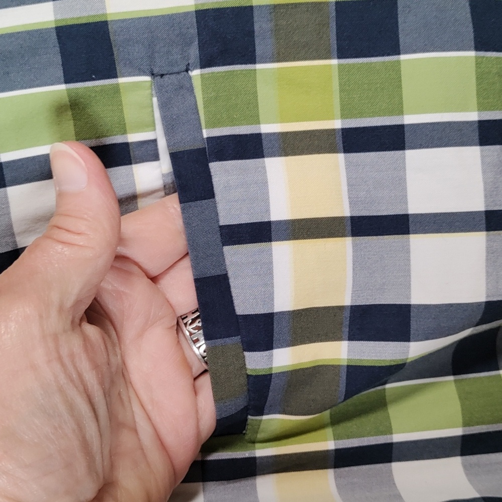 *E194 Anne Klein Sport navy, green & yellow cotton plaid shorts 12 FINAL PRICE - Picture 8 of 11